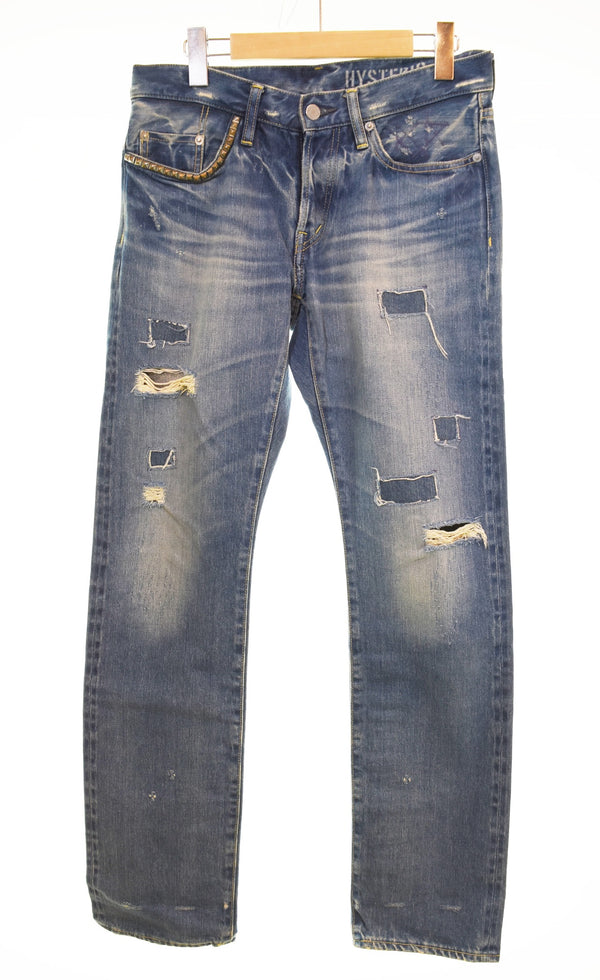 ヒステリックグラマー HYSTERIC GLAMOUR SP加工 小窓リペア スリムストレートPT デニムパンツ  0243AP17 デニム ブルー 30 103MB-694