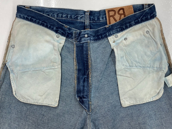 ダブルアールエル RRL 90s DENIM PANTS デニム パンツ ジップフライ ジーパン ジーンズ USA製 Ralph Lauren インディゴ 青 ロゴ R004 デニム ブルー サイズ 34 104MB-216