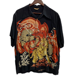 【曜日割引対象外】 リアルマッコイズ THE REAL McCOY'S レーヨン アロハシャツ 龍 虎柄 半袖シャツ ブラック Mサイズ 201MT-4249 VB