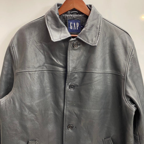 【曜日割引対象外】 ギャップ GAP 90's old gap カーコート レザージャケット コート ブラック Mサイズ 201MT-3807 VB