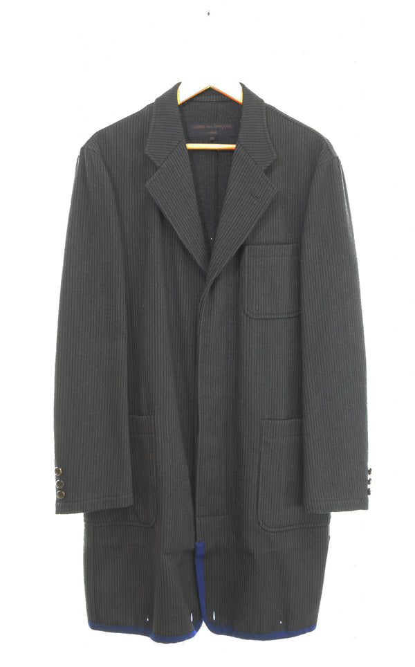 コムデギャルソン COMME des GARCONS HOMME 90s AD1999 田中オム期 ウールコート 比翼仕立て パイピング 90's HJ-04008M コート ブラック Mサイズ 103MT-3355