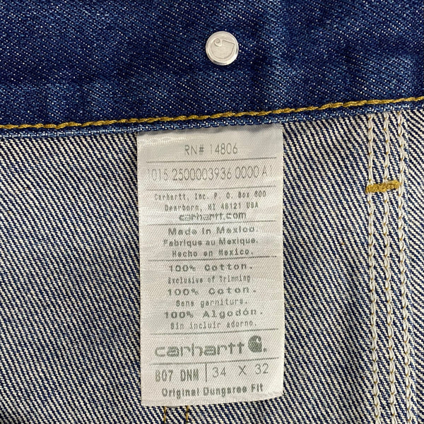 【曜日割引対象外】 カーハート Carhartt ダブルニー ペインターパンツ サスペンダーボタン付き デニム ブルー 34×32サイズ 201MB-974 VB