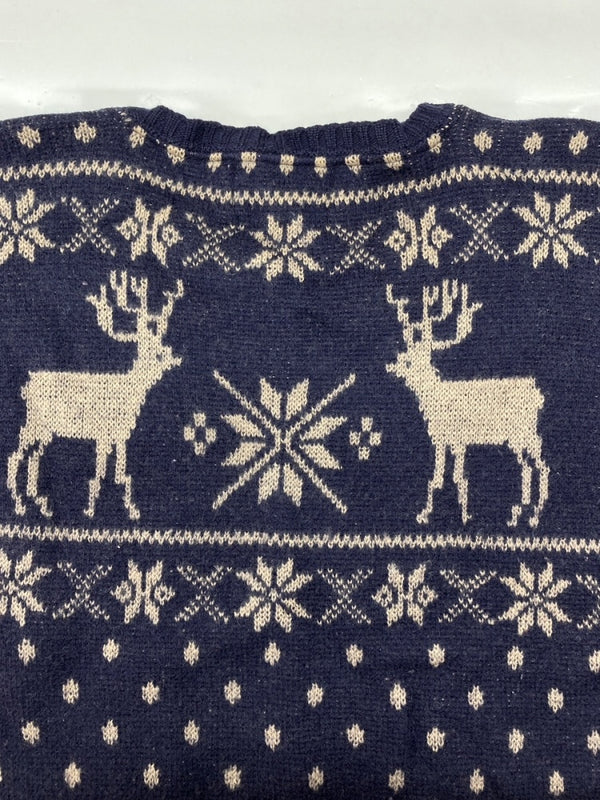 ダブルアールエル RRL 90s NORDIC SWEATER ノルディック セーター ニット トナカイ柄 三ツ星タグ Ralph Lauren 紺 セーター 総柄 ネイビー Lサイズ 104MT-2069