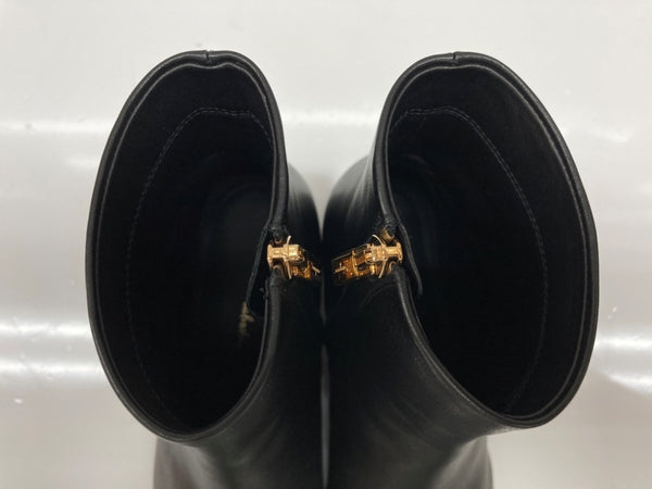 サルヴァトーレフェラガモ Salvatore Ferragamo ショートブーツ ポインテッドトゥ ブロックヒール サイドジップ レザー MADE IN ITALY イタリア製 BLACK 黒 YR 12859 レディース靴 ブーツ その他 ブラック SIZE 4 1/2 104S-918