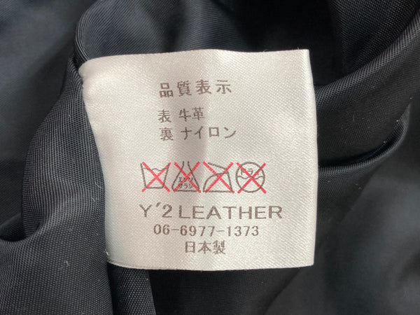 ワイツーレザー Y'2 leather シングル ライダースジャケット レザージャケット 猫目ボタン ツートン 切り替え 牛革 ダークブラウン 茶色 サイズ38 ジャケット 無地 ブラウン 104MT-1946