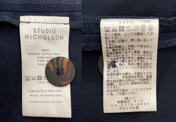 スタジオニコルソン STUDIO NICHOLSON PEACHED COTTON TWILL PANTS ピーチ コットン ツイル パンツ ジップフライ ワイド ズボン 紺 無地 SNM-351 ボトムスその他 ネイビー Sサイズ 104MB-154