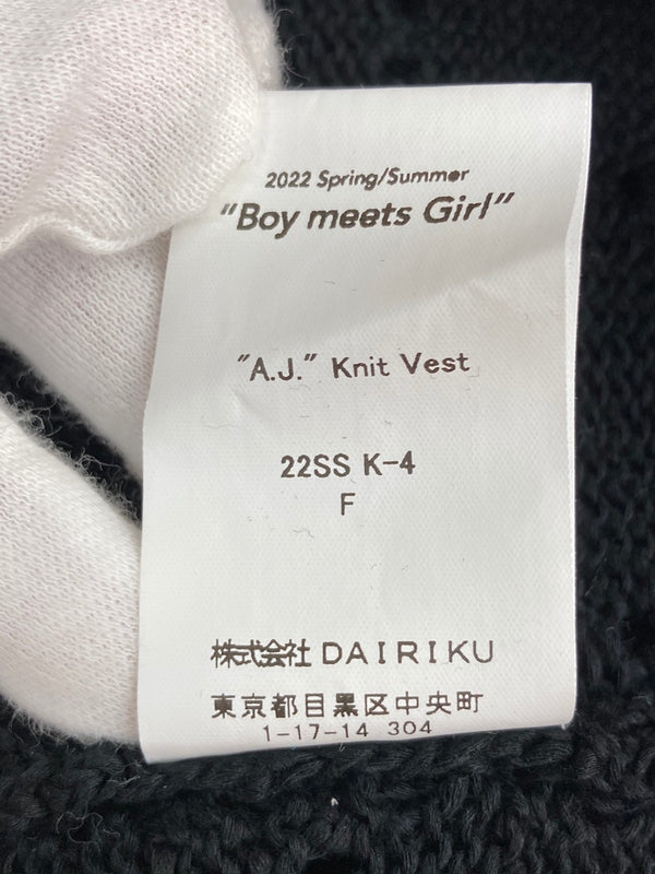 ダイリク DAIRIKU 22SS "A.J." Knit Vest ニット ベスト 黒 22SS K-4 ベスト 無地 ブラック フリーサイズ 104MT-239