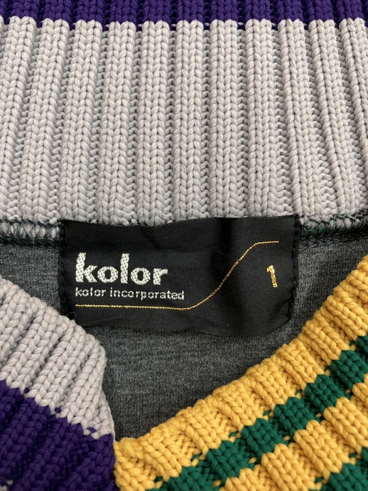 カラー kolor 21AW ダンボール スウェット ニット トレーナー V