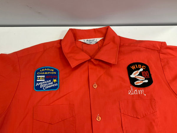 ヴィンテージ vintage 60's~70's 60年代 70年代 Imperial ボウリングシャツ 開襟 オープンカラー ループカラー ボックス 半袖シャツ レッド Lサイズ 101MT-5267