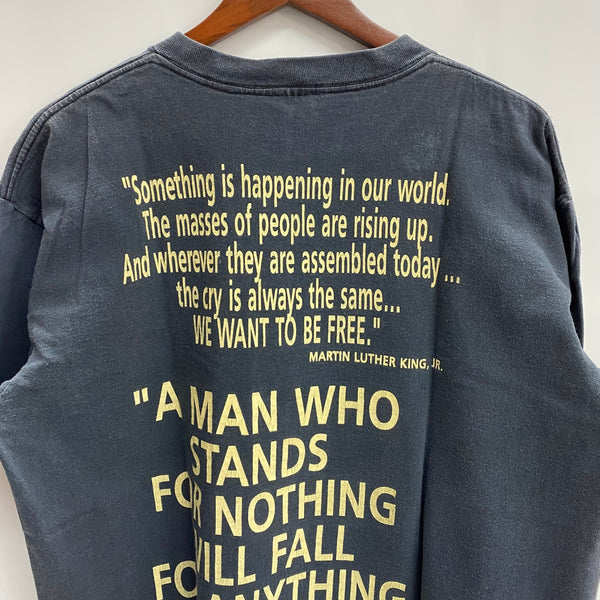 【曜日割引対象外】 ヴィンテージ vintage 90's Malcolm X Martin Luther king jr Tee Tシャツ ブラック 201MT-3973 VB