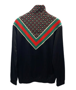 グッチ GUCCI OVERSIZE JERSEY JACKET トラックジャケット ジャージ  シェリーライン GG柄 黒 ジャケット ライン ブラック Sサイズ 101MT-2309