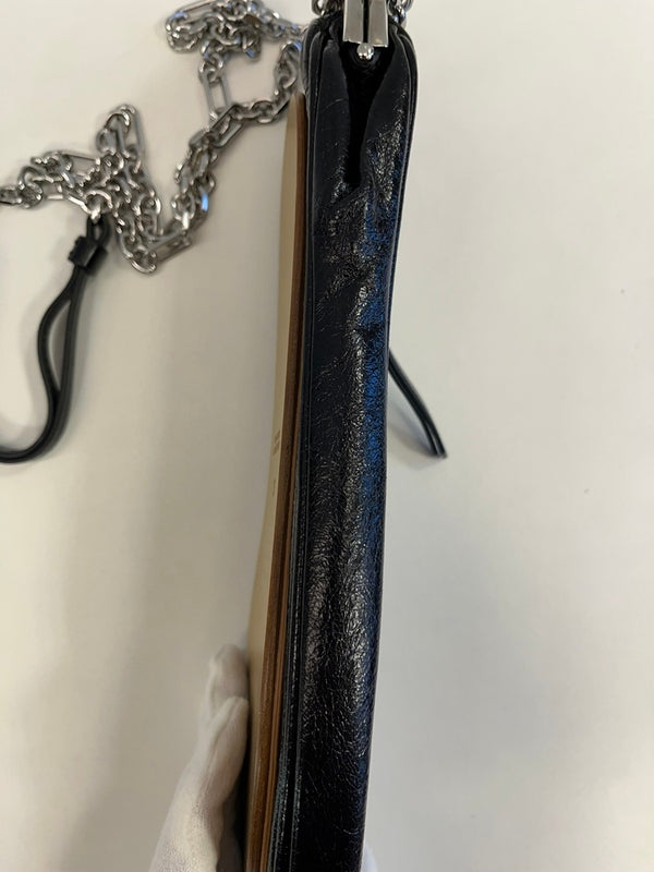 メゾン マルジェラ MAISON MARGIELA tabi ソールバッグ がま口 レザーバッグ 黒×シルバー バッグ レディースバッグ ショルダーバッグ・メッセンジャーバッグ ブラック 101bag-206