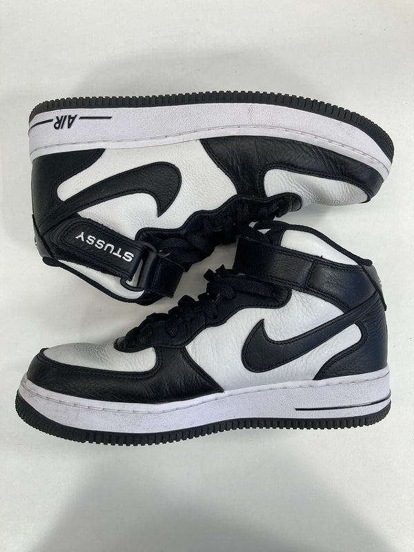 ナイキ NIKE Air Force 1 Mid Black and Light Bone STUSSY エアフォース1 ミッド ブラック アンド ライトボーン ステューシー AF1 白黒 DJ7840-002 メンズ靴 スニーカー ホワイト 26cm 101sh-1922