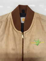 カーハート Carhartt DUCK VEST ダック ベスト ワーク 裏地キルティング アウトドア アウター 薄茶 ベスト ロゴ ベージュ Lサイズ 104MT-1671