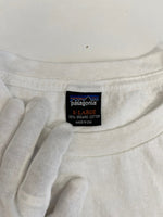 パタゴニア PATAGONIA 90s Vintage ヴィンテージ  USA製 カヤック柄 プリントTシャツ 半袖カットソー 白 XL Tシャツ ホワイト LLサイズ 101MT-4702