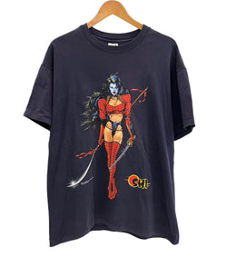 ヴィンテージ vintage 90's 90年代 anvil LADY DEATH SHI WILLIAM TUCCI アメコミ 漫画 アートT XL Tシャツ ネイビー LLサイズ 101MT-4220