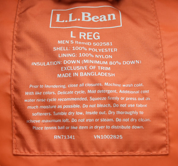 エルエルビーン L.L.Bean ダウンベスト DOWNTEK PERTEX ドローコード L ベスト オレンジ Lサイズ 103MT-3464