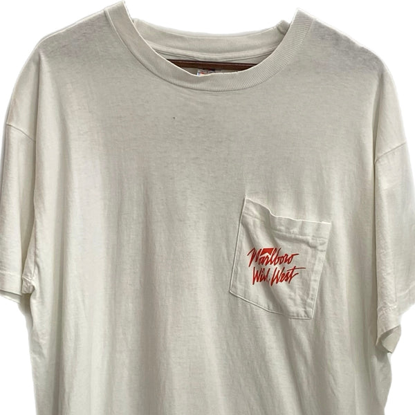【曜日割引対象外】 US古着 90’s 90s 90年代 マルボロ Marlboro FRUIT OF THE LOOM ポケット Tシャツ ホワイト XLサイズ 201MT-3628 VB