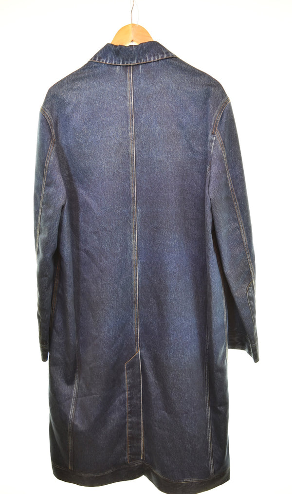 ディーゼル DIESEL  22SS G-KOEN ステンカラーコート スプリングコート ロング シングル プリント デニム柄 A06066 ジャケット ブルー Sサイズ 103MT-3150