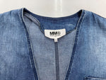 エムエムシックス MM6 メゾンマルジェラ Maison Margiela 2019年モデル 半袖 Vネック デニム ドレス サイドスリット DENIM インディゴ S52CT0376 S30512 ワンピース ワンポイント ネイビー SIZE38 104LT-138