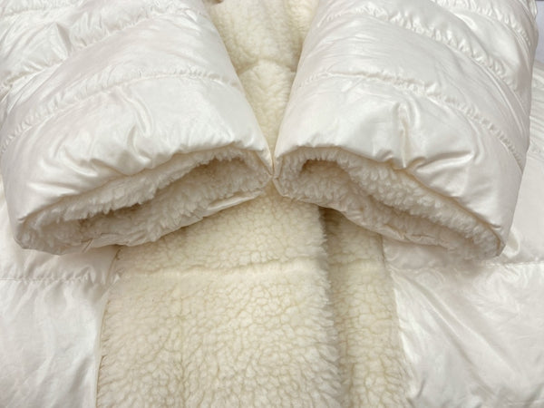 モンクレール MONCLER 17年 BAGAUD リバーシブル ダウンコート ボア DOWN COAT BOA 刺繍 IVORY アイボリー WHITE 白 F20931C51970 C0525 コート ロゴ ホワイト SIZE1 104LT-71