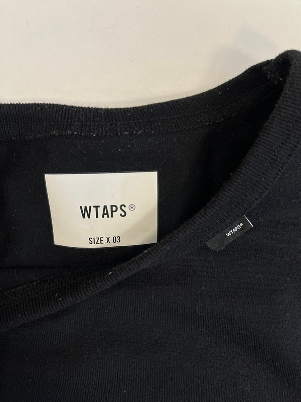 ダブルタップス WTAPS ロゴプリントTシャツ ポケットTシャツ 黒 211ATDT-CSM12 サイズ03 Tシャツ ブラック 101MT-5211