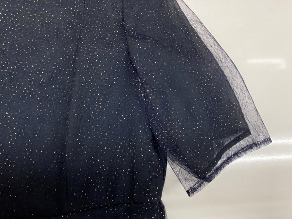 カエン Kaene ラメ ミックス エアリー ドレス DRESS チュール レース オーガンジー オケージョン 結婚式 フォーマル NAVY 紺 100955 ワンピース ネイビー SIZE36 104LT-215