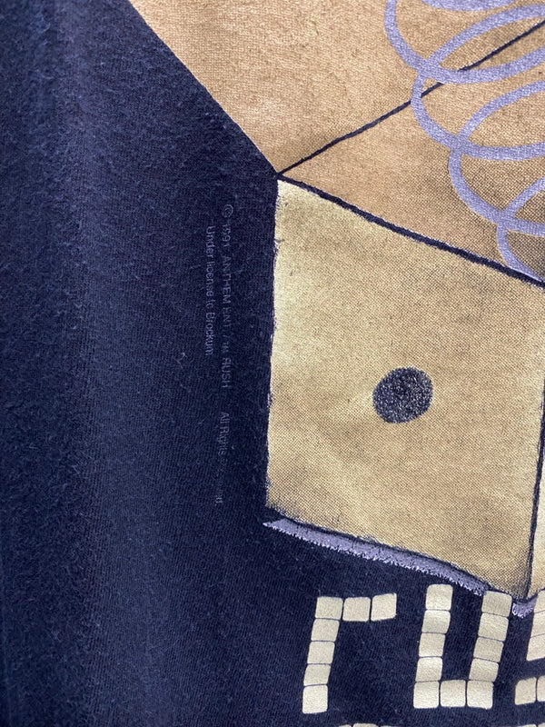 【曜日割引対象外】 ヴィンテージ vintage 90's ラッシュ RUSH 1991 ROLL THE BONES PUSHEAD USA製 Tシャツ ブラック XLサイズ 201MT-4294 VB