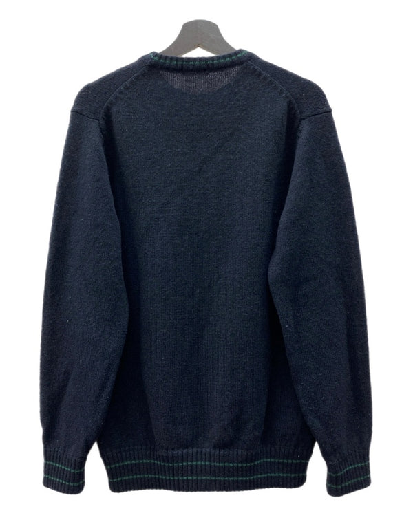 コムデギャルソン COMME des GARCONS HOMME 80s CREWNECK WOOL KNIT クルーネック ウール ニット 川久保オム デカオム 薄手 セーター 紺 HN-080040 セーター 無地 ネイビー 104MT-1690