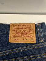 リーバイス Levi's 90's 90年代 赤文字501 脇割り 濃紺 ボタン裏552刻印 MADE IN USA アメリカ製 VINTAGE ヴィンテージ デニム ブルー W34L36 101MB-756