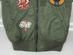 アビレックス AVIREX TOP GUN MA-1 FLIGHT JACKET トップガン フライト ジャケット ボンバー ジップアップ ミリタリー リバーシブル 軍物 アウター 6152164 ジャケット ロゴ カーキ Mサイズ 104MT-1800