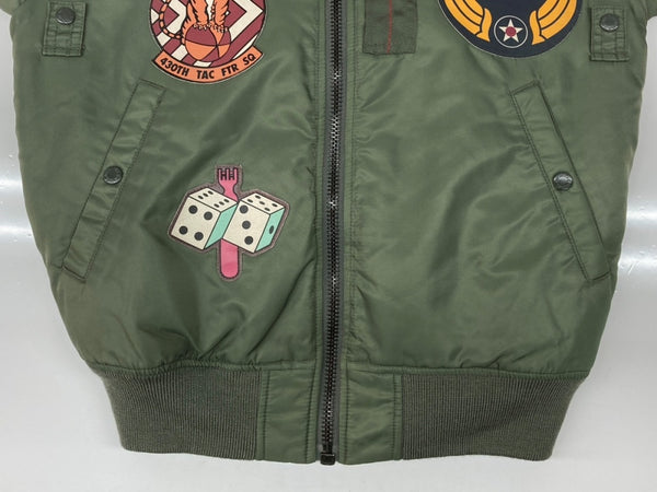 アビレックス AVIREX TOP GUN MA-1 FLIGHT JACKET トップガン フライト ジャケット ボンバー ジップアップ ミリタリー リバーシブル 軍物 アウター 6152164 ジャケット ロゴ カーキ Mサイズ 104MT-1800