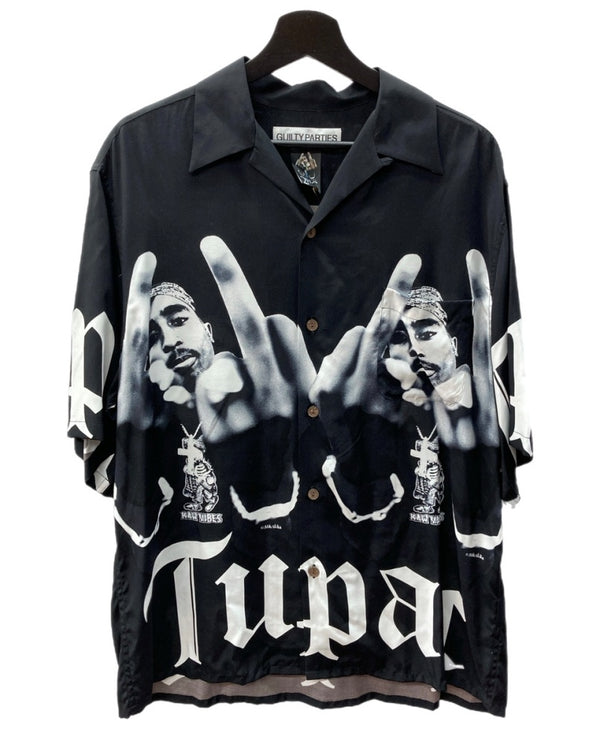 ワコマリア WACKO MARIA 23SS 2PAC HAWAIIAN SHART ハワイアン レーヨン シャツ 黒 半袖シャツ 総柄 ブラック Lサイズ 104MT-1644