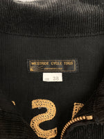 ウエストライド WESTRIDE CYCLE TOGS CORDUROY JACKET コーデュロイ ジャケット モーターサイクル チェーンステッチ ジップアップ アウター 黒 サイズ 38 ジャケット 総柄 ブラック 104MT-2004