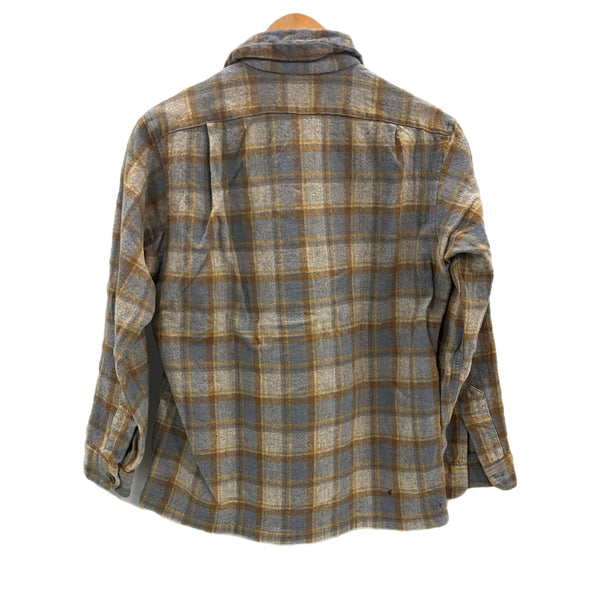 ペンドルトン PENDLETON 70's 70年代 ウール チェックシャツ ボードシャツ  ネルシャツ 開襟 オープンカラー ボックス vintage ヴィンテージ MADE IN USA アメリカ製  長袖シャツ ベージュ Mサイズ 101MT-5361