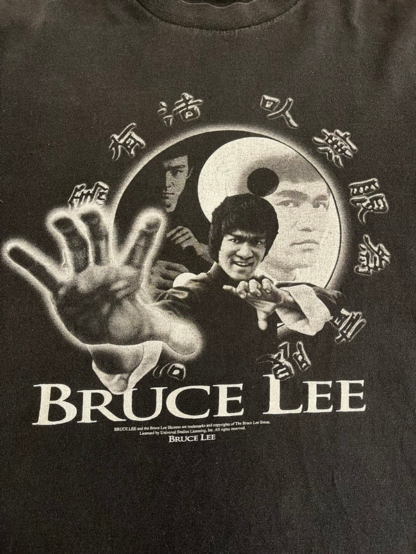 US US古着 BRUCE LEE ブルース・リー  カンフー 陰陽 黒 Tシャツ ブラック 101MT-4833