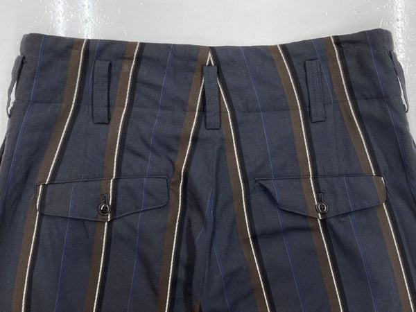 ヨウジヤマモト Yohji Yamamoto POUR HOMME SLACKS PANTS スラックス パンツ テーパード トラウザーズ ジップフライ 紺 ストライプ HB-P14-123 スラックス ネイビー サイズ 3 104MB-258