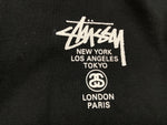 ステューシー STUSSY WORLD TOUR ZIP HOODIE ワールド ツアー ジップ フーディ スウェット パーカー プリント BLACK 黒 パーカ ロゴ ブラック Lサイズ 104MT-737