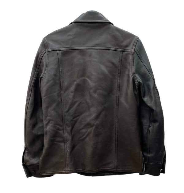 ワイツーレザー Y'2 leather シングル ライダースジャケット レザージャケット 猫目ボタン ツートン 切り替え 牛革 ダークブラウン 茶色 サイズ38 ジャケット 無地 ブラウン 104MT-1946