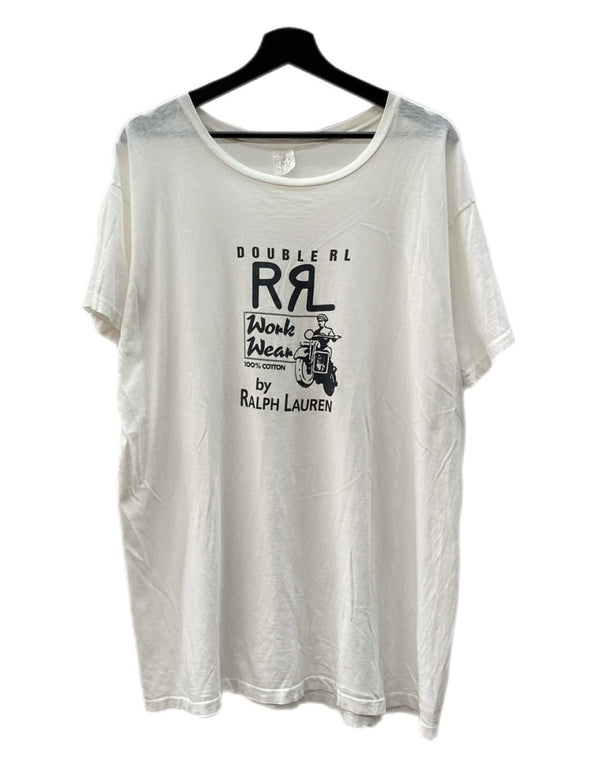 ダブルアールエル RRL 90s WORK WEAR T-SHIRT ワーク ウェア Tシャツ 半袖 USA製 プリント Ralph Lauren 白 Tシャツ ロゴ ホワイト XLサイズ 104MT-1516