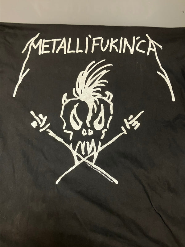 バンドTシャツ BAND-T 90s 90's METALLICA  1994 FUKKIN'CA BEEN THERE DONE IT METALLIFUKINCA メタリカ ツアーT EUROボディ XL Tシャツ プリント ブラック LLサイズ 101MT-2535