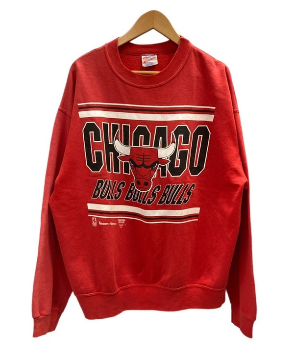 ヴィンテージ vintage シカゴ・ブルズ CHICAGO BULLS チームスェット ロゴプリント 赤 US古着 XL スウェット レッド LLサイズ 101MT-3180