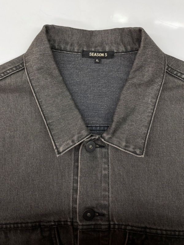 イージー YEEZY SEASON 5 DENIM JACKET デニム ジャケット ワーク オーバーサイズ Gジャン アウター 灰 ジャケット 無地 グレー XLサイズ 104MT-1705