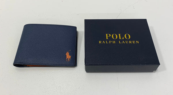 ラルフローレン POLO RALPH LAUREN コントラストレザー 二つ折り 財布・ケース メンズ財布 ネイビー 201goods-536