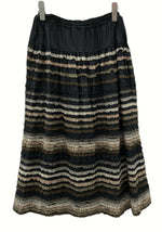 ピンクハウス PINKHOUSE 23年モデル ミックス フリル 使い ピコフリル ローンスカート モノトーン フロントボタン クロケイ BLACK 黒 A2161FSY470 スカート 総柄 ブラック 104LB-13