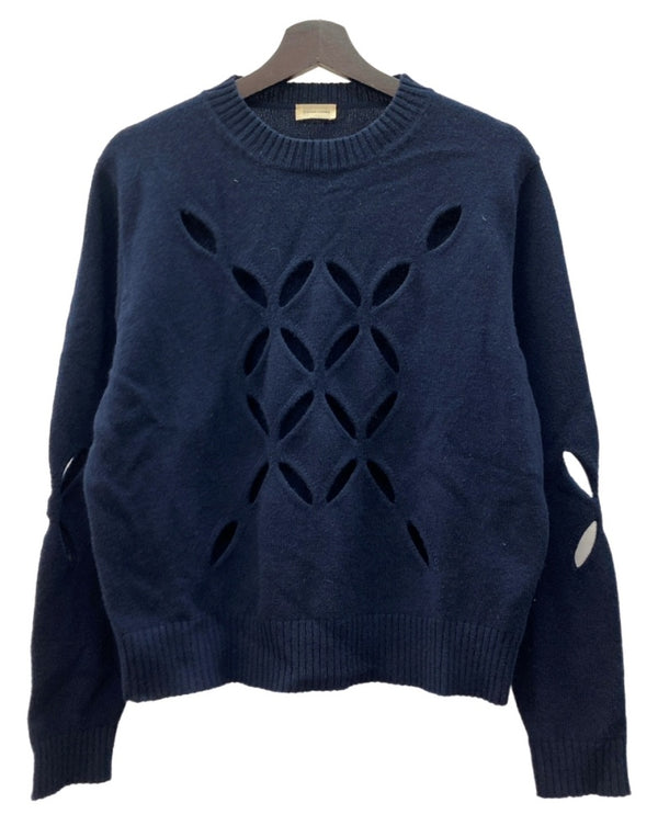 ステファンクック STEFAN COOKE SLASHED SWEATER スラッシュド セーター ニット カッティング 薄手 紺 セーター 無地 ネイビー Mサイズ 104MT-2290