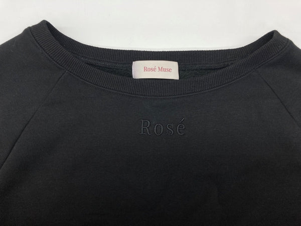 ロゼミューズ Rosé Muse lace garter sweat set レース ガーター スウェット セット クロップド丈 フレアパンツ スウェットパンツ ロゴ 刺繍 BLACK 黒 RM224CS1201 セットアップ ワンポイント ブラック 104LT-232