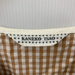 カネコイサオ kaneko isao ワンダフルワールド セーラーカラー シャツ リボン ギンガムチェック柄 長袖シャツ ブラウン 201LT-433