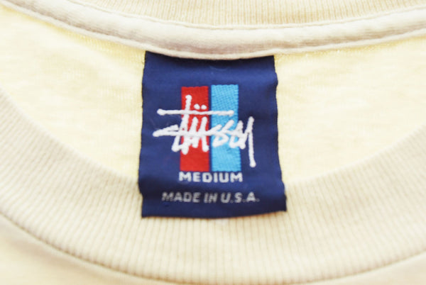 ステューシー STUSSY USA製 SSリンクロゴ プリント 半袖Tシャツ  Tシャツ ベージュ Mサイズ 103MT-2589