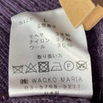 ワコマリア WACKO MARIA モヘヤ ウール混 カーデ ロゴ カーディガン ワンポイント カーディガン パープル Lサイズ 201MT-3708
